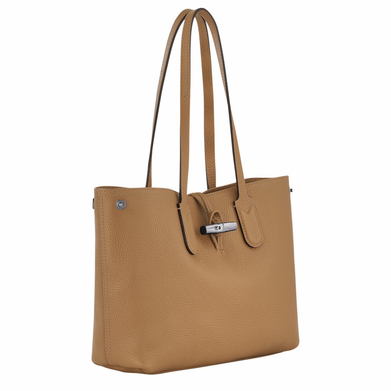 Longchamp Le Roseau Essential M Tote bag - Leather Khaki | ABLH03594