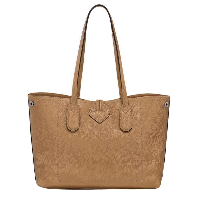 Longchamp Le Roseau Essential M Tote bag - Leather Khaki | ABLH03594