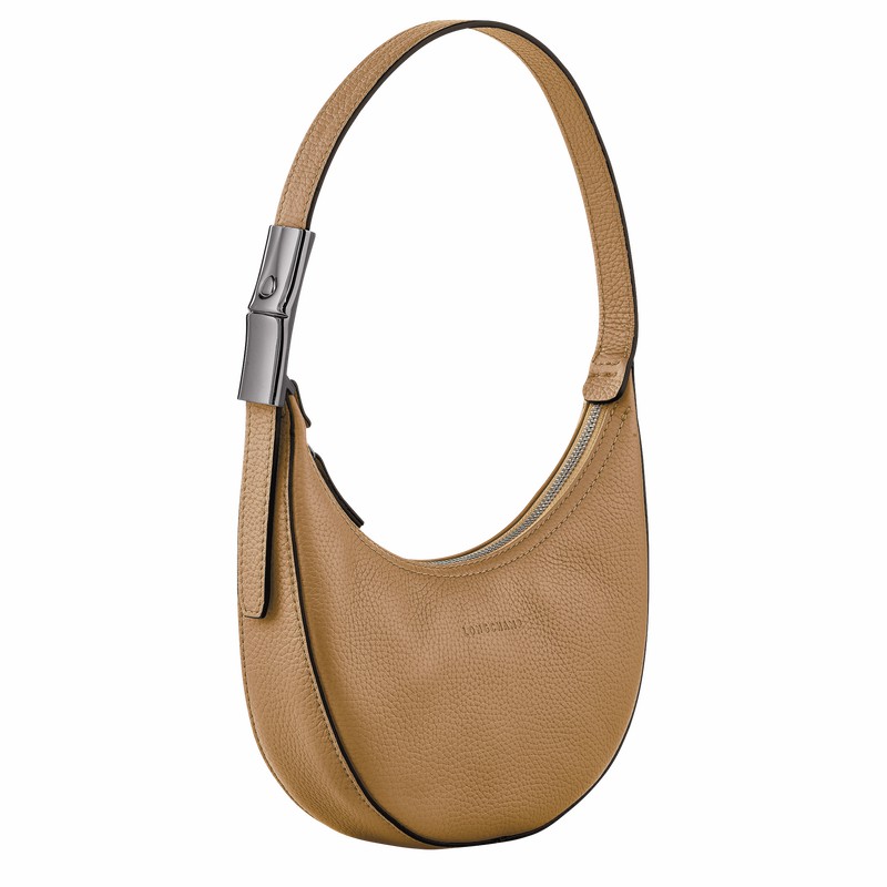 Longchamp Le Roseau Essential S Hobo bag - Leather Khaki | PWUF54810