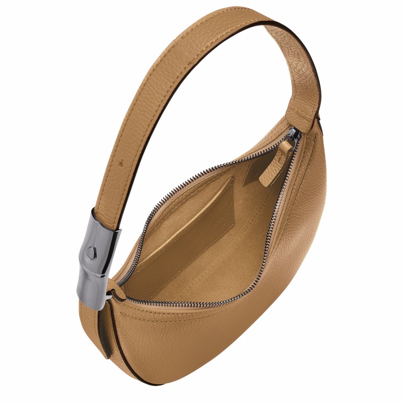 Longchamp Le Roseau Essential S Hobo bag - Leather Khaki | PWUF54810