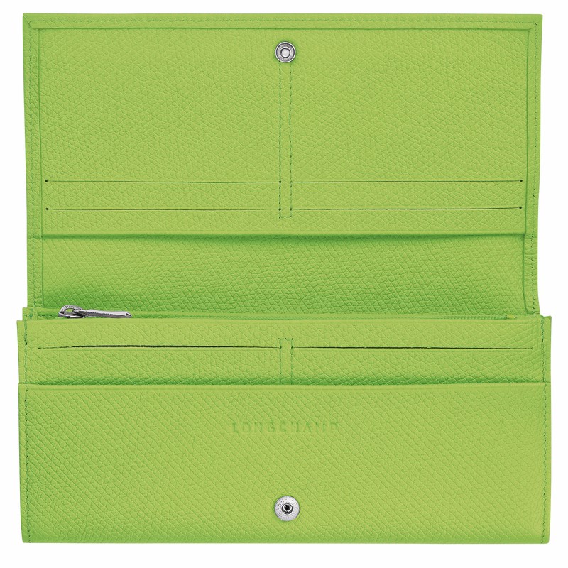 Longchamp Le Roseau Flap wallet - Leather Green Light | MRWV16350