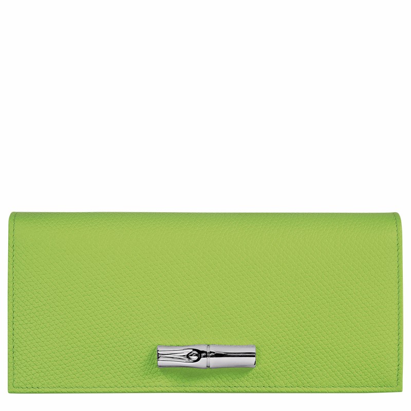 Longchamp Le Roseau Flap wallet - Leather Green Light | MRWV16350