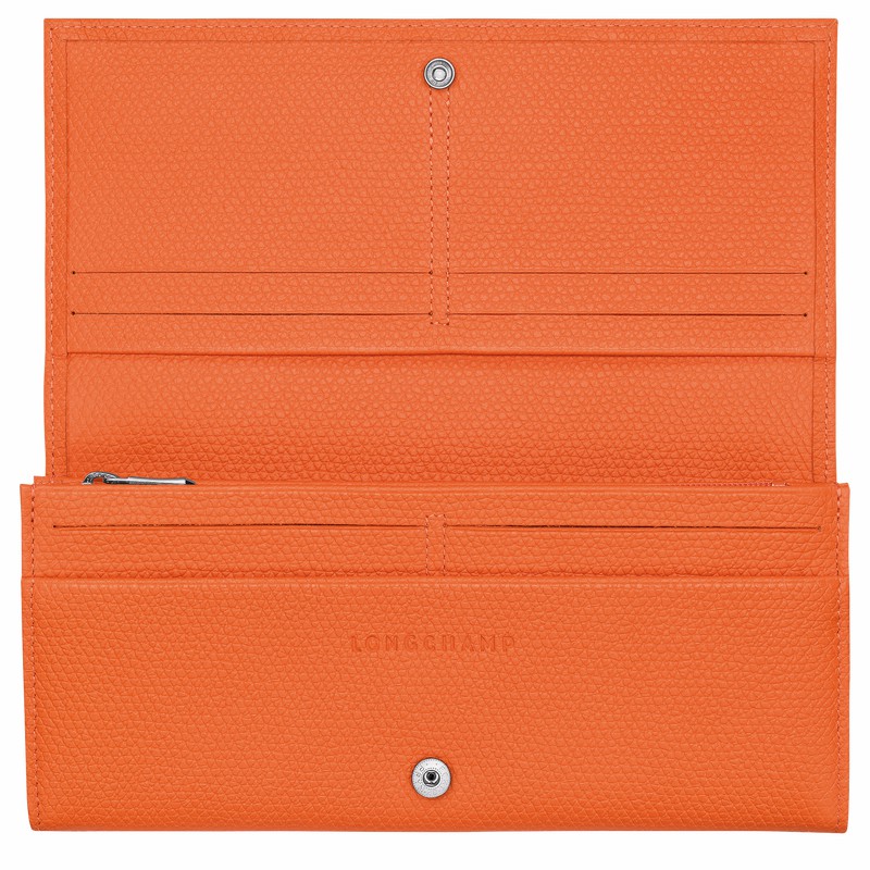 Longchamp Le Roseau Flap wallet - Leather Orange | HUNB14739