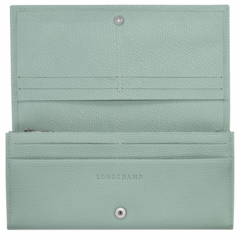 Longchamp Le Roseau Flap wallet - Leather Celadon | FPXB75189