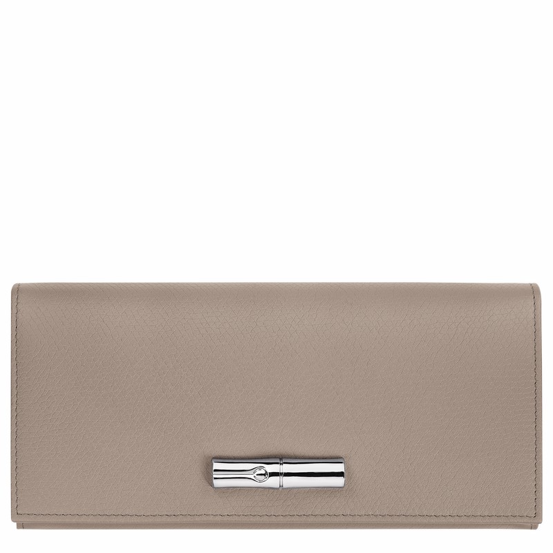 Longchamp Le Roseau Flap wallet - Leather Grey | VTZA42370