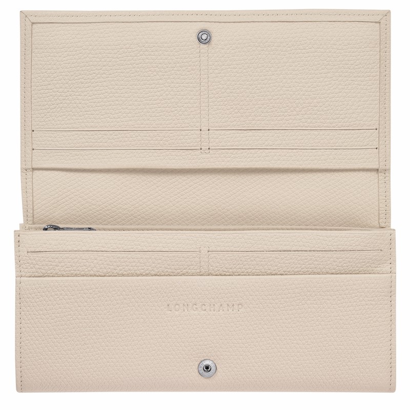 Longchamp Le Roseau Flap wallet - Leather White | MWEQ32904