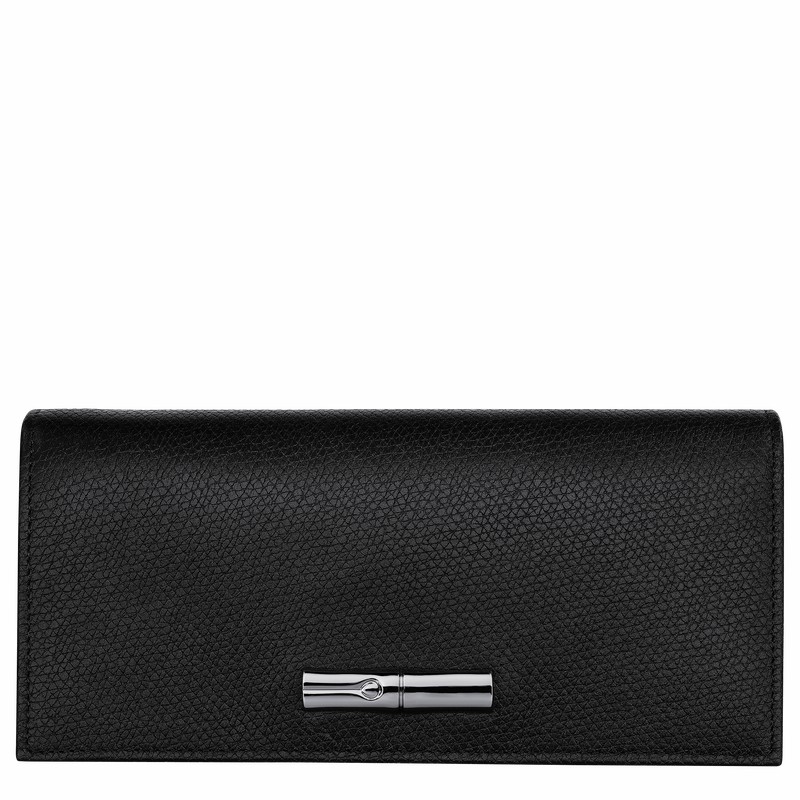 Longchamp Le Roseau Flap wallet - Leather Black | LINU46715