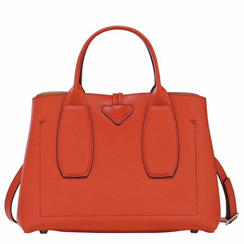 Longchamp Le Roseau M Handbag - Leather Orange | UTKS18379