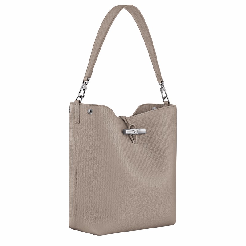 Longchamp Le Roseau M Shoulder bag - Leather Grey | JFUC15062