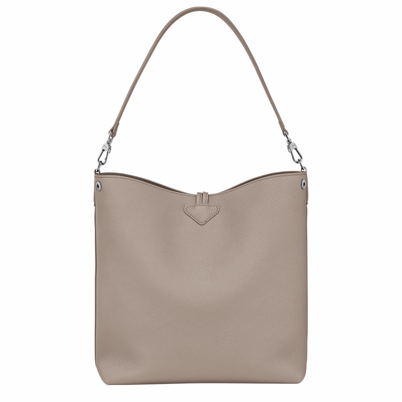 Longchamp Le Roseau M Shoulder bag - Leather Grey | JFUC15062