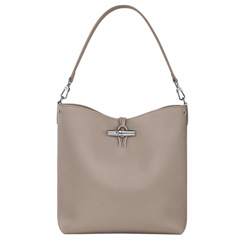 Longchamp Le Roseau M Shoulder bag - Leather Grey | JFUC15062