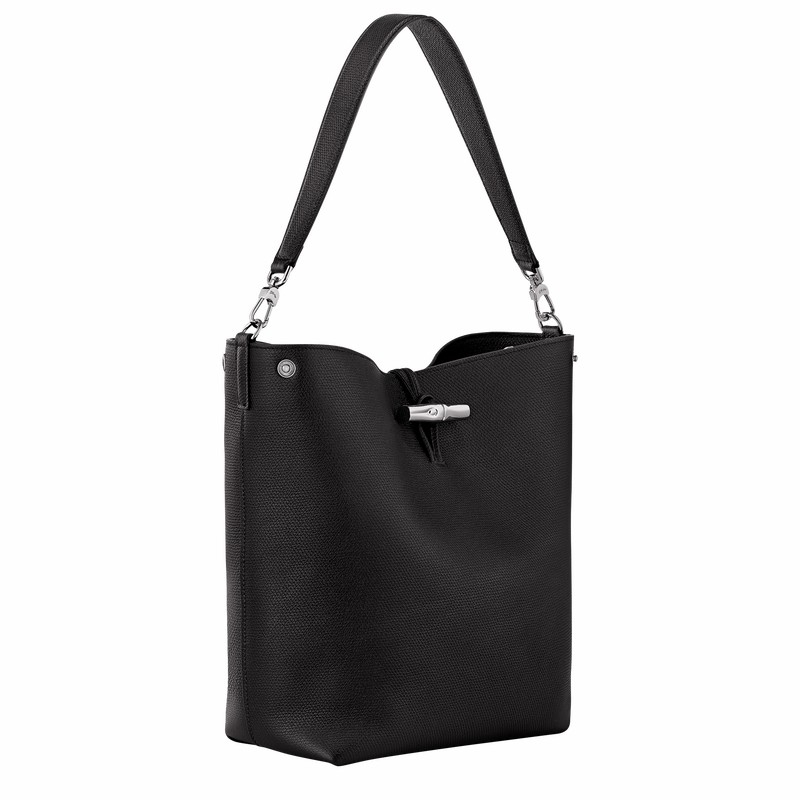 Longchamp Le Roseau M Shoulder bag - Leather Black | UHMN63251