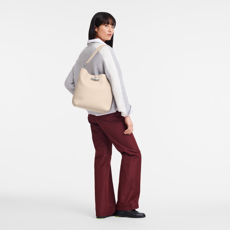 Longchamp Le Roseau M Shoulder bag - Leather White | IRZX79531