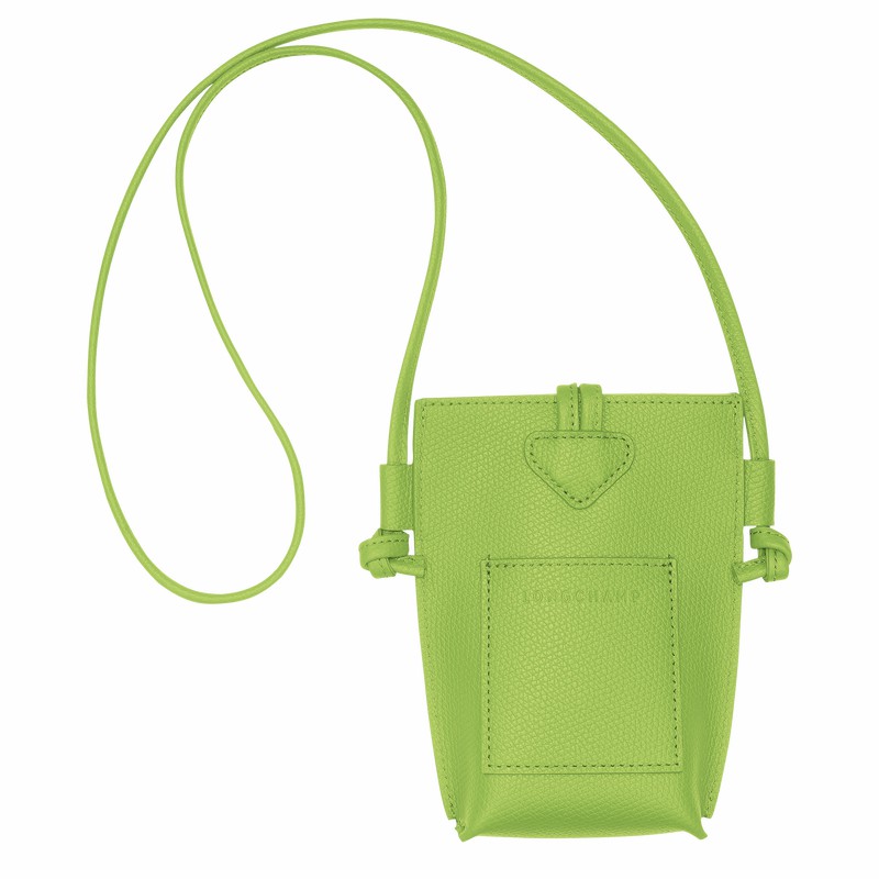 Longchamp Le Roseau Phone case - Leather Green Light | HDNO56197