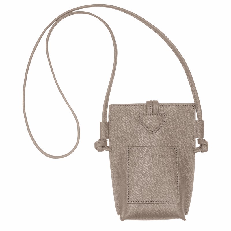 Longchamp Le Roseau Phone case - Leather Grey | BUNZ86453