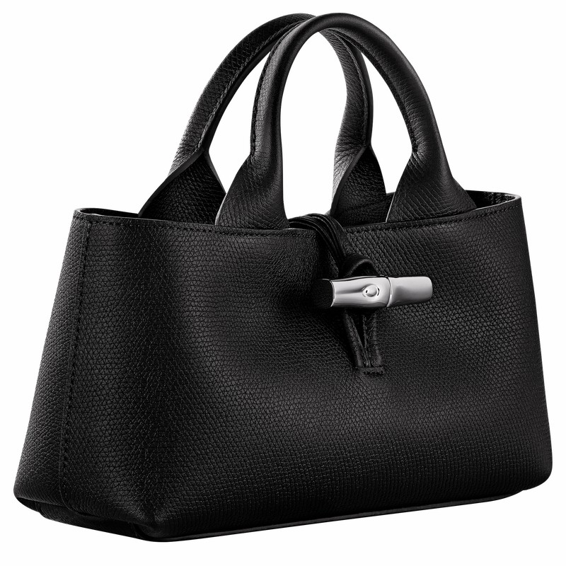 Longchamp Le Roseau S Handbag - Leather Black | ABKM85247