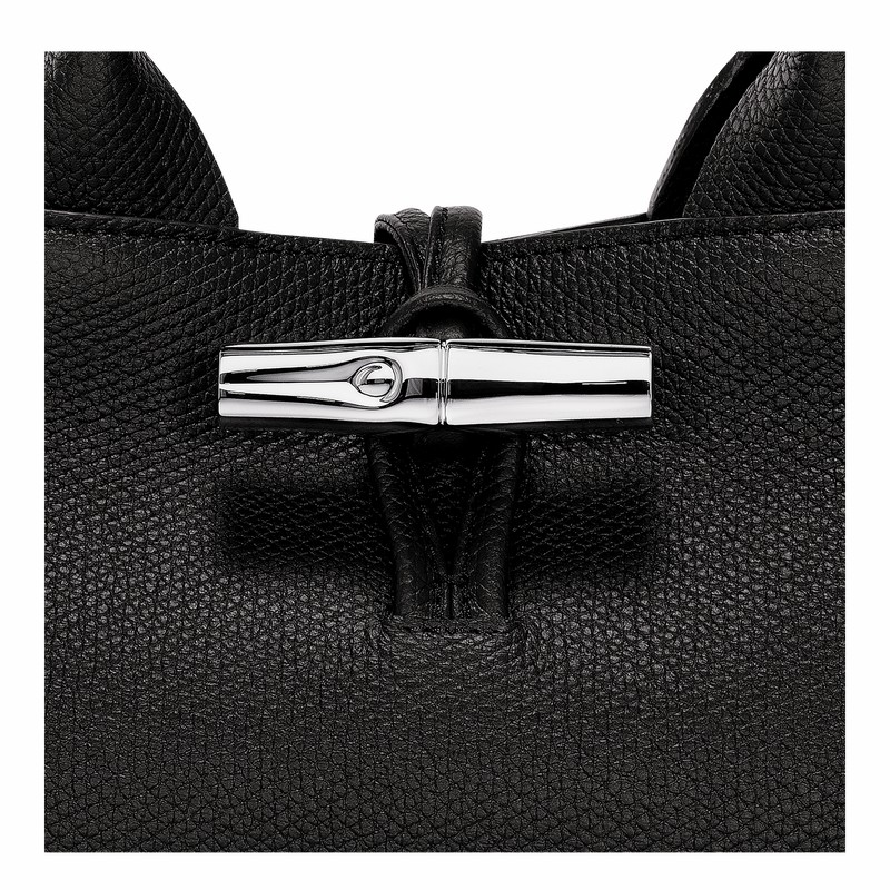 Longchamp Le Roseau S Handbag - Leather Black | ABKM85247