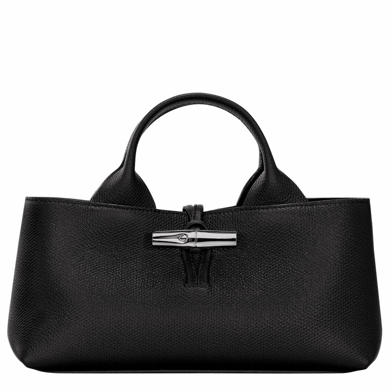 Longchamp Le Roseau S Handbag - Leather Black | ABKM85247