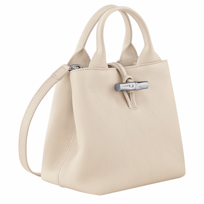 Longchamp Le Roseau S Handbag - Leather White | FKWP74293