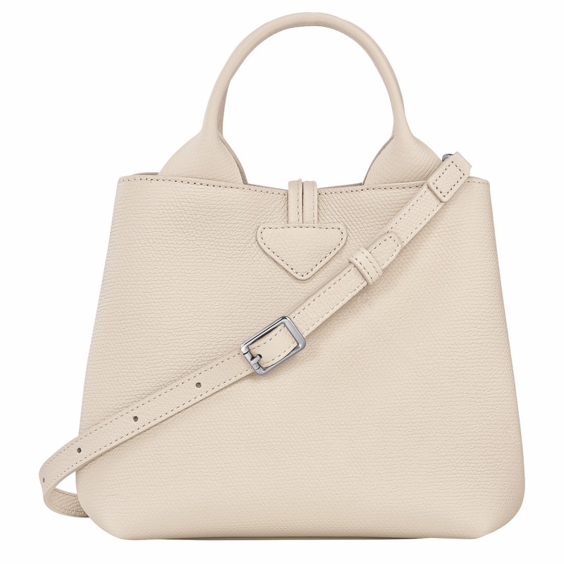 Longchamp Le Roseau S Handbag - Leather White | FKWP74293