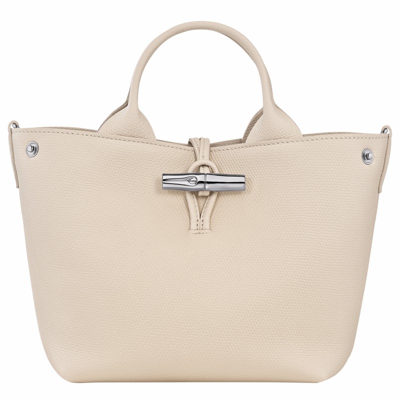 Longchamp Le Roseau S Handbag - Leather White | FKWP74293