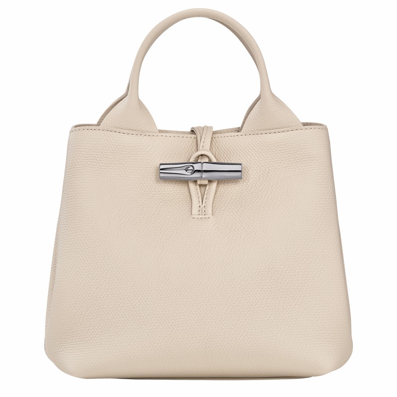 Longchamp Le Roseau S Handbag - Leather White | FKWP74293