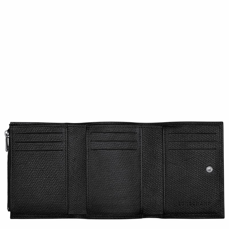 Longchamp Le Roseau Wallet - Leather Black | OAJG70413