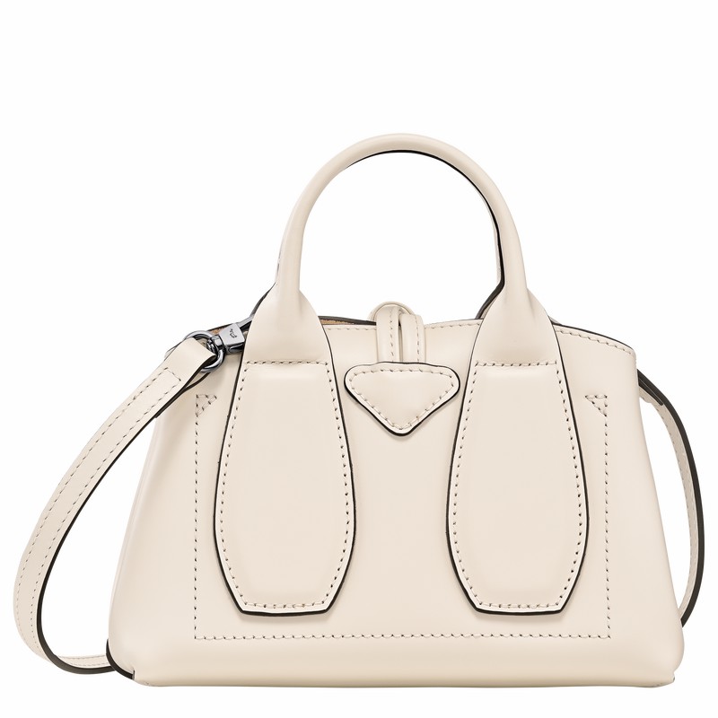 Longchamp Le Roseau XS Handbag - Leather White | KWFC72198