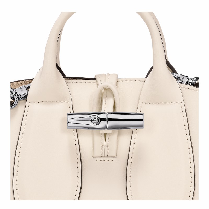 Longchamp Le Roseau XS Handbag - Leather White | KWFC72198