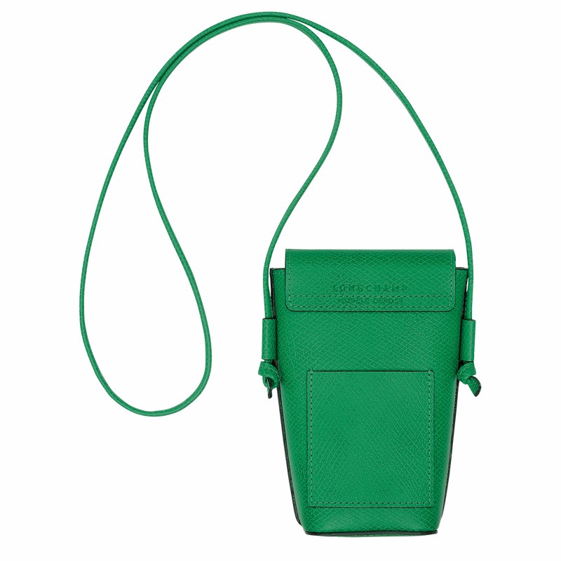 Longchamp ÉPURE Phone case with leather lace - Leather Green | OARK39176