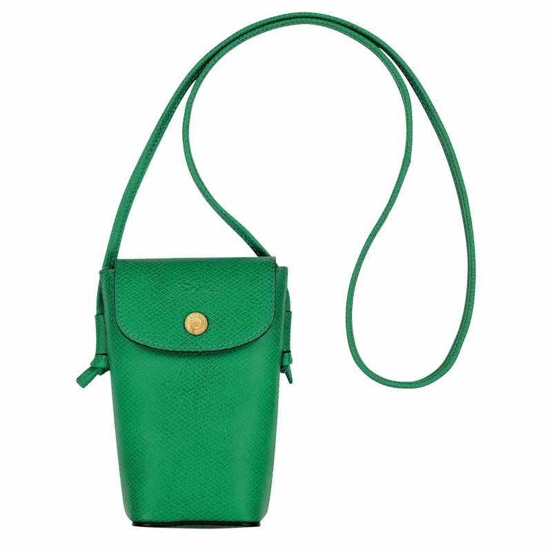 Longchamp ÉPURE Phone case with leather lace - Leather Green | OARK39176