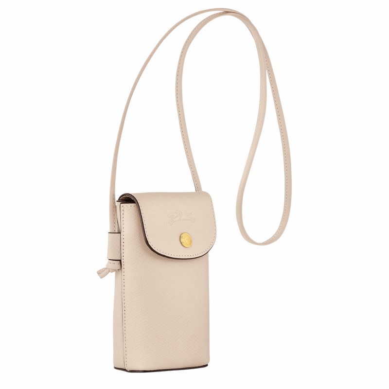 Longchamp ÉPURE Phone case with leather lace - Leather White | BSAQ27150