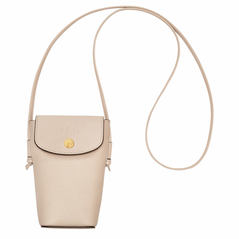 Longchamp ÉPURE Phone case with leather lace - Leather White | BSAQ27150