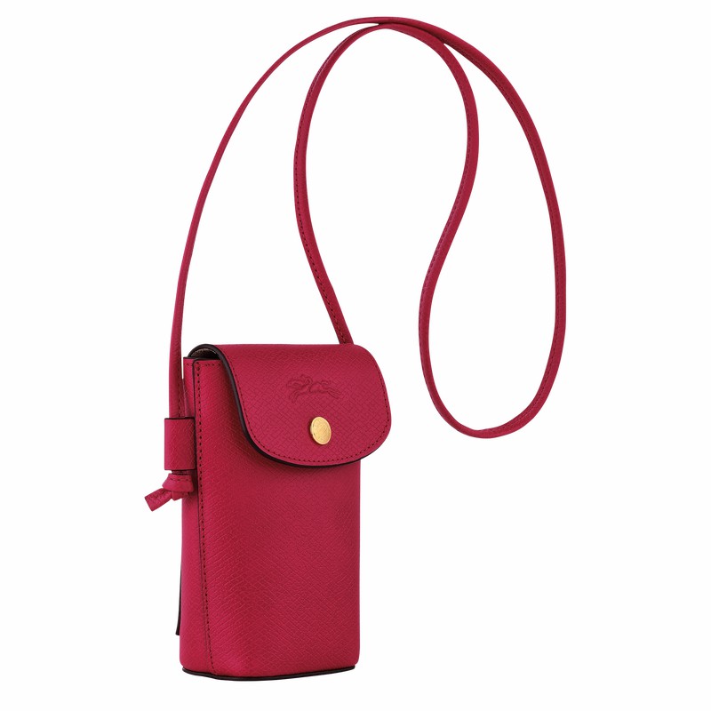 Longchamp ÉPURE Phone case with leather lace - Leather Fuchsia | WGLT85204