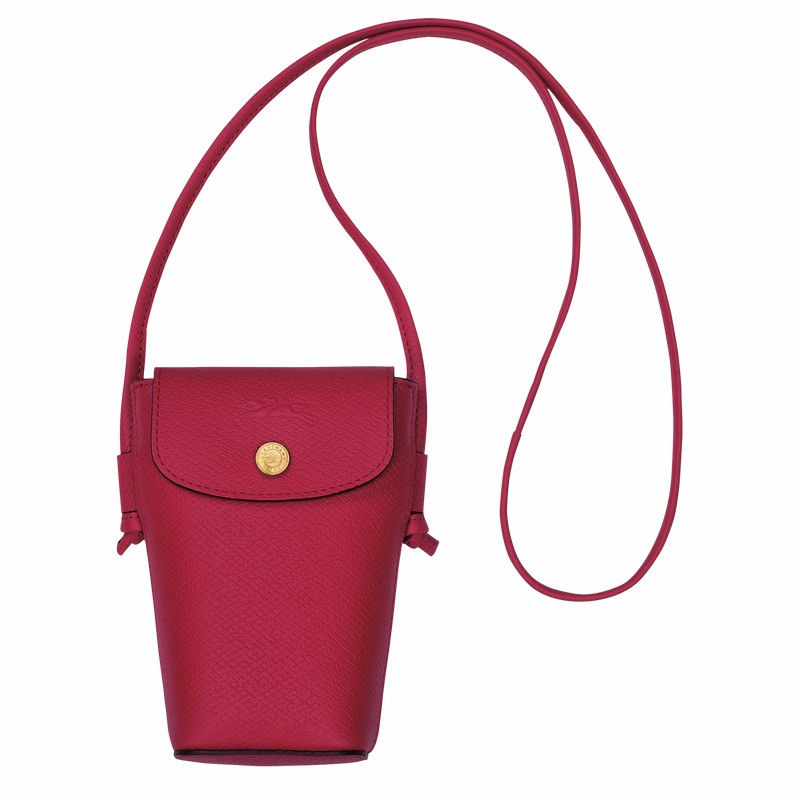 Longchamp ÉPURE Phone case with leather lace - Leather Fuchsia | WGLT85204