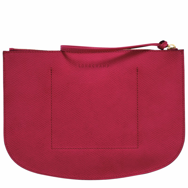 Longchamp ÉPURE Pouch - Leather Fuchsia | JIDK90472