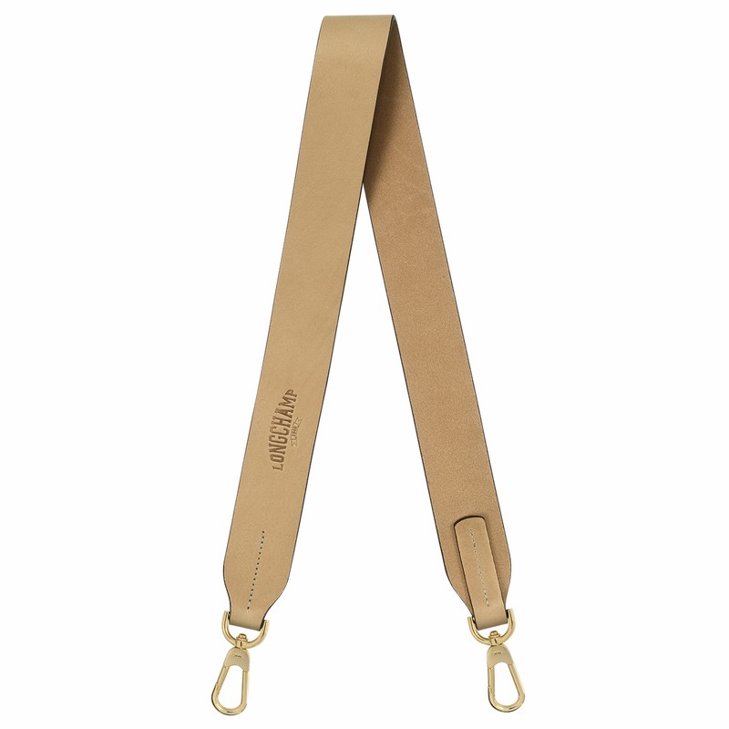 Longchamp Shoulder strap - Leather Khaki | GBEO69537